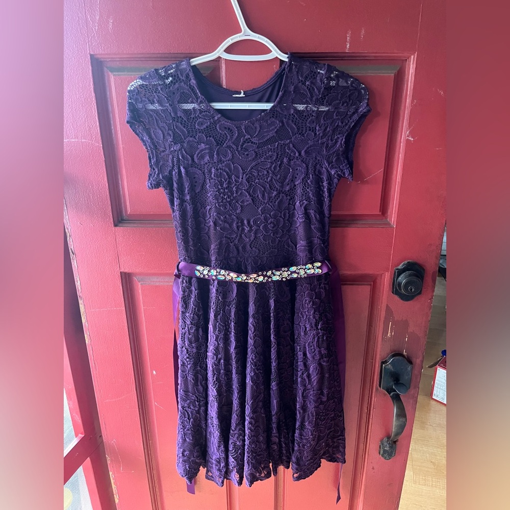 Elegant Purple Lace Kids Dress